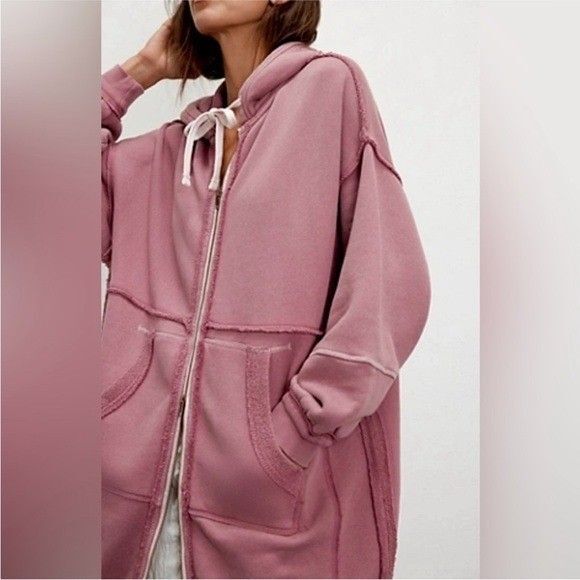Free People We The Free Long Line Cardi Hoodie Jacket Top Oversized M NWD 283955 - Picture 2 of 10
